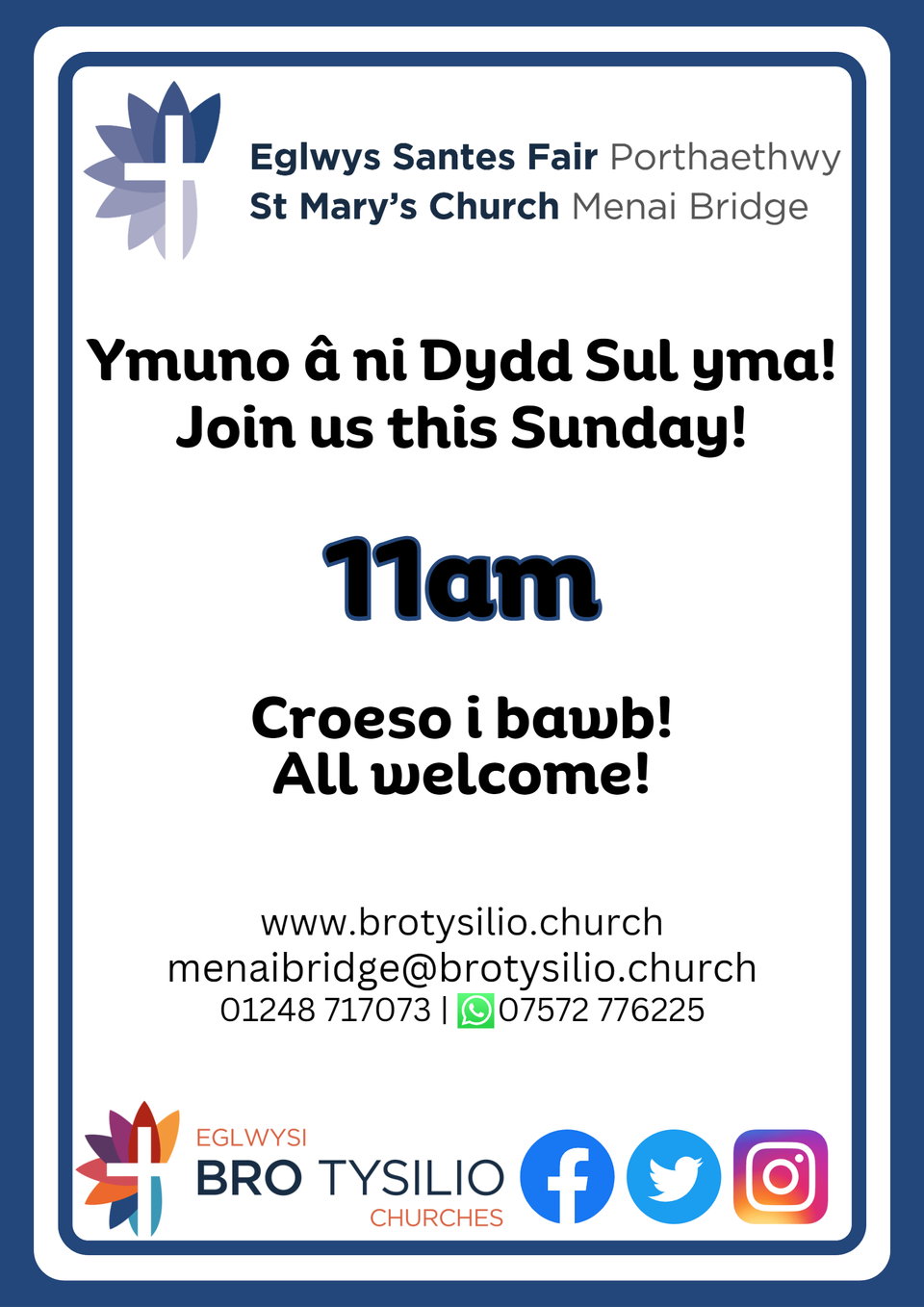 Ymuno â ni Dydd Sul yma am 11yb | Join us this Sunday at 11am